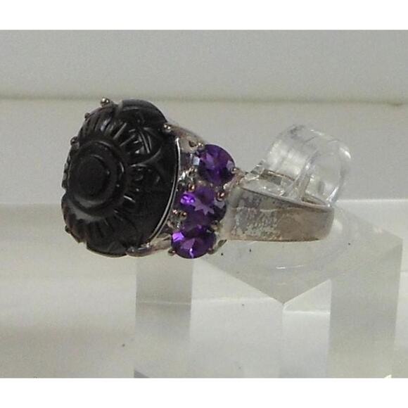 Handcrafted Sterling Silver Ring with Natural Amethyst Chalcedony Size 8 5.7gram - Picture 5 of 5